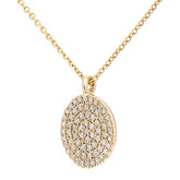 0.19ct Diamond Pave Oval Shape Pendant in UK Hallmarked 9ct Yellow Gold